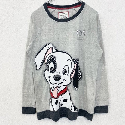 古着 used　101Dalmatians　101匹わんちゃん　ディズニー　長袖キャラクタープリントTシャツ　犬　グレー