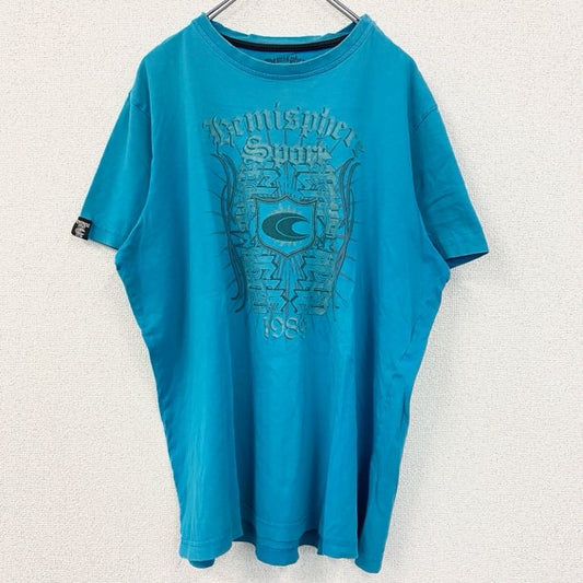 古着 used　HEMISPHERE　SPORT　半袖プリントTシャツ　水色　Y2K　レトロ　ライトブルー　XXLサイズ