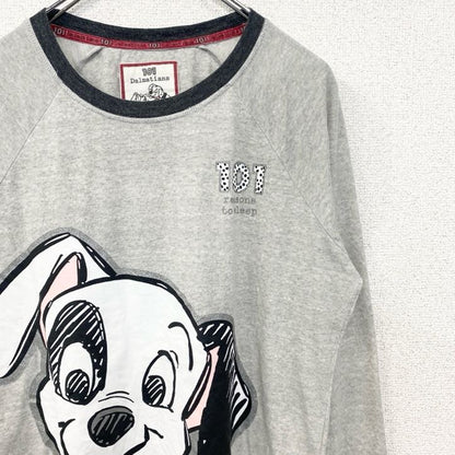 古着 used　101Dalmatians　101匹わんちゃん　ディズニー　長袖キャラクタープリントTシャツ　犬　グレー