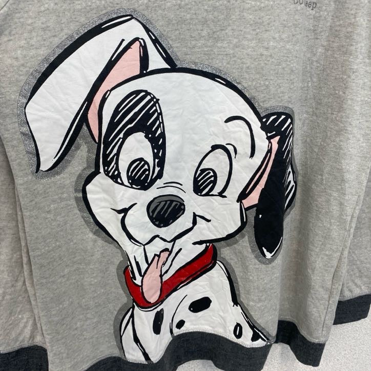 古着 used　101Dalmatians　101匹わんちゃん　ディズニー　長袖キャラクタープリントTシャツ　犬　グレー