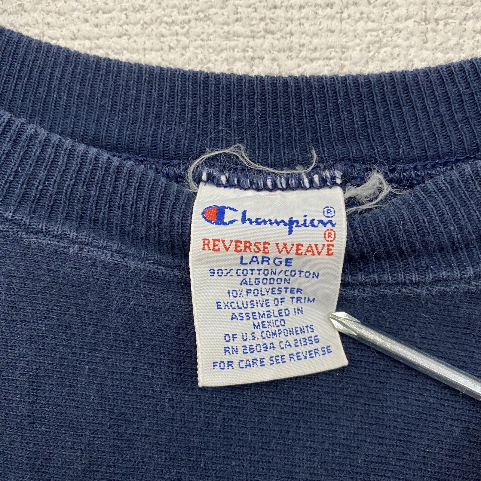 90s　Champion　チャンピオン　リバースウィーブ　スウェット/トレーナー　刺繍タグ　紺　ネイビー　Lサイズ