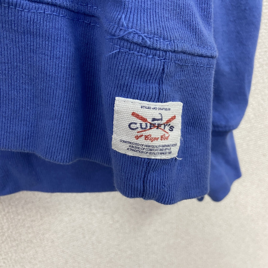 CUFFY'S　スウェットパーカー/フーディー　前V　カプセルプリント　アーチプリント　ワッペン　青　ブルー　XLサイズ