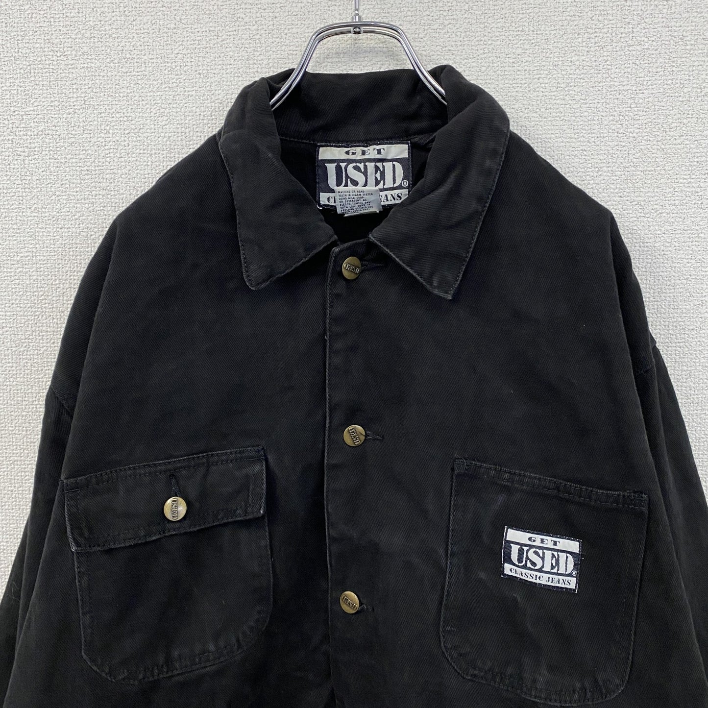 GET USED CLASSIC JEANS　ワークジャケット　カバーオール　4つポケット　黒　ブラック　Lサイズ