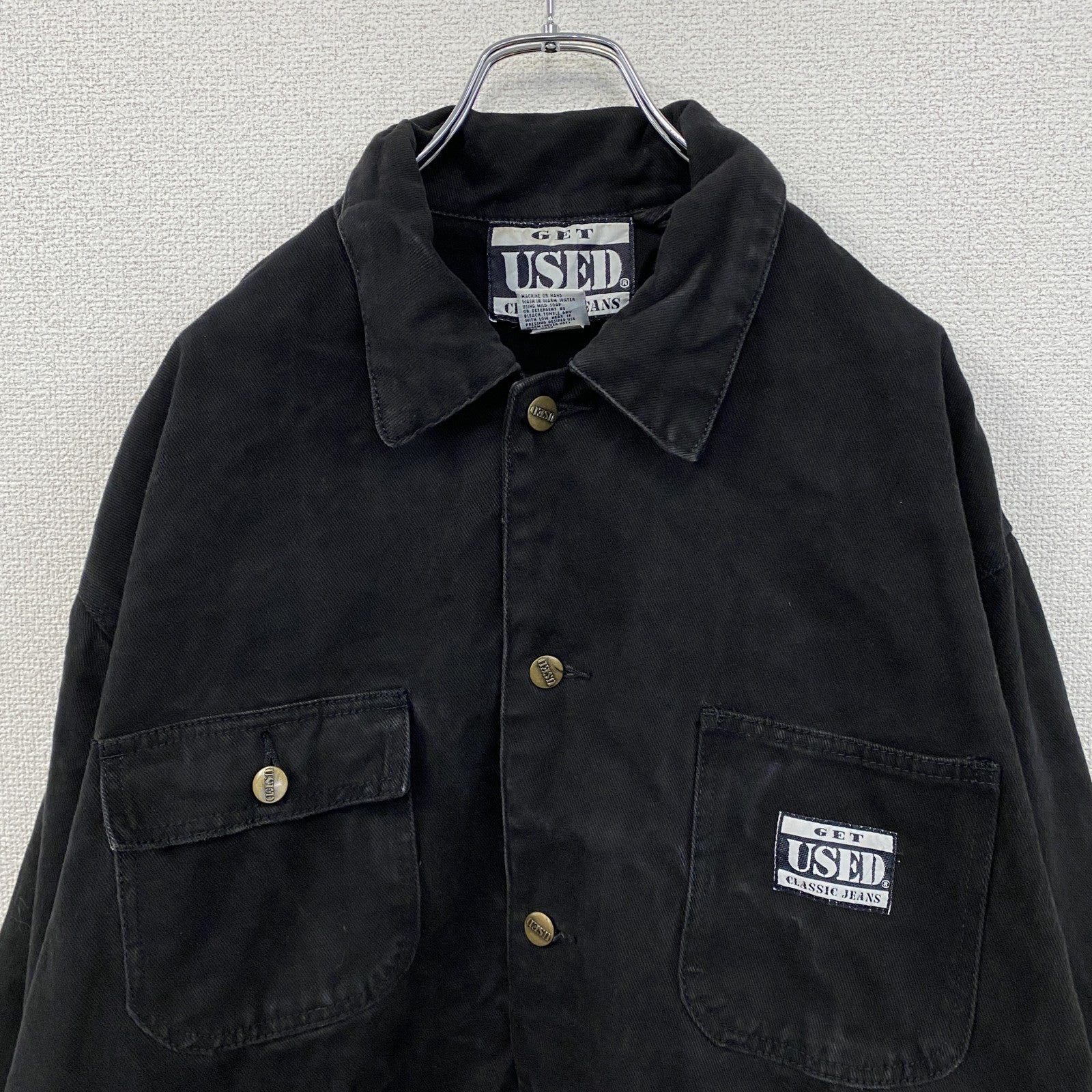 GET USED CLASSIC JEANS　ワークジャケット　カバーオール　4つポケット　黒　ブラック　Lサイズ