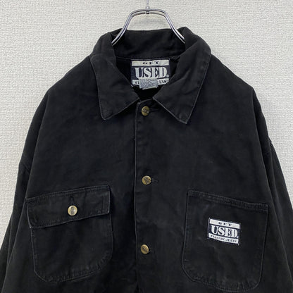 GET USED CLASSIC JEANS　ワークジャケット　カバーオール　4つポケット　黒　ブラック　Lサイズ