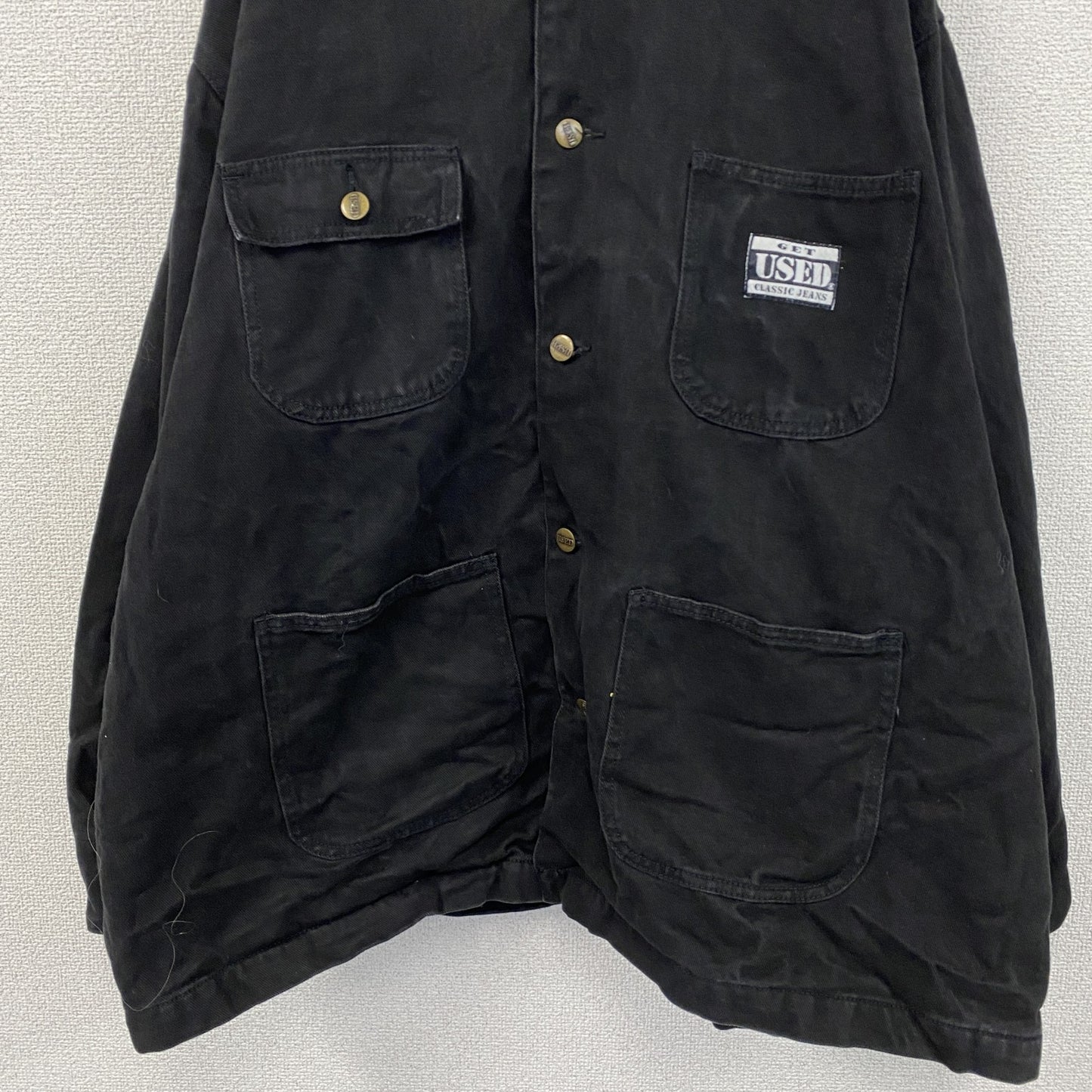 GET USED CLASSIC JEANS　ワークジャケット　カバーオール　4つポケット　黒　ブラック　Lサイズ