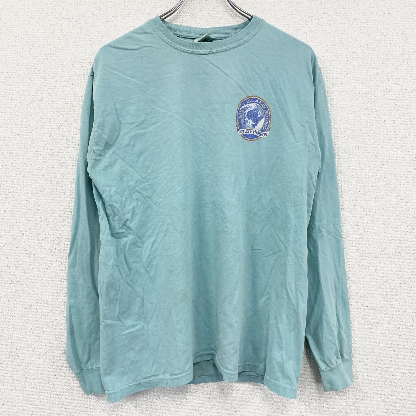 COMFORT COLORS　長袖プリントTシャツ　エメラルドグリーン　Mサイズ