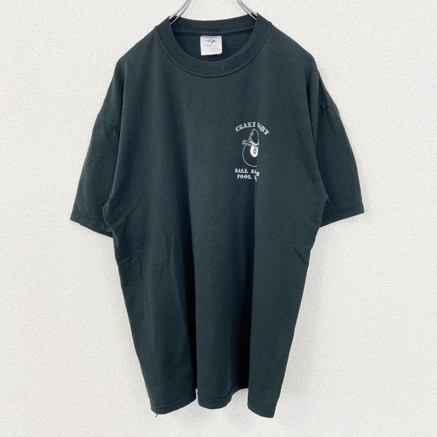 古着 used　JERZEES ジャージーズ　半袖ビッグプリントTシャツ　CRAZY SALOON　クルーネック　深緑　Lサイズ