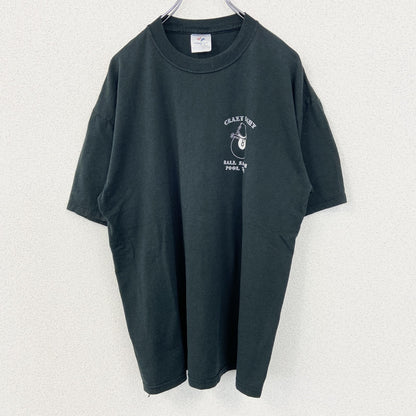 古着 used　JERZEES ジャージーズ　半袖ビッグプリントTシャツ　CRAZY SALOON　クルーネック　深緑　Lサイズ
