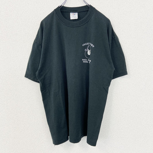 古着 used　JERZEES ジャージーズ　半袖ビッグプリントTシャツ　CRAZY SALOON　クルーネック　深緑　Lサイズ