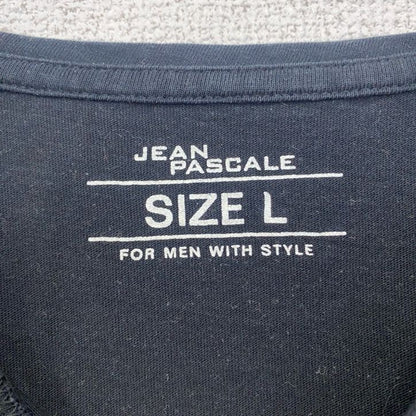 古着 used　JEAN PASCALE　半袖アニマルデザインプリントTシャツ　ライオン　動物　黒　ブラック　Lサイズ