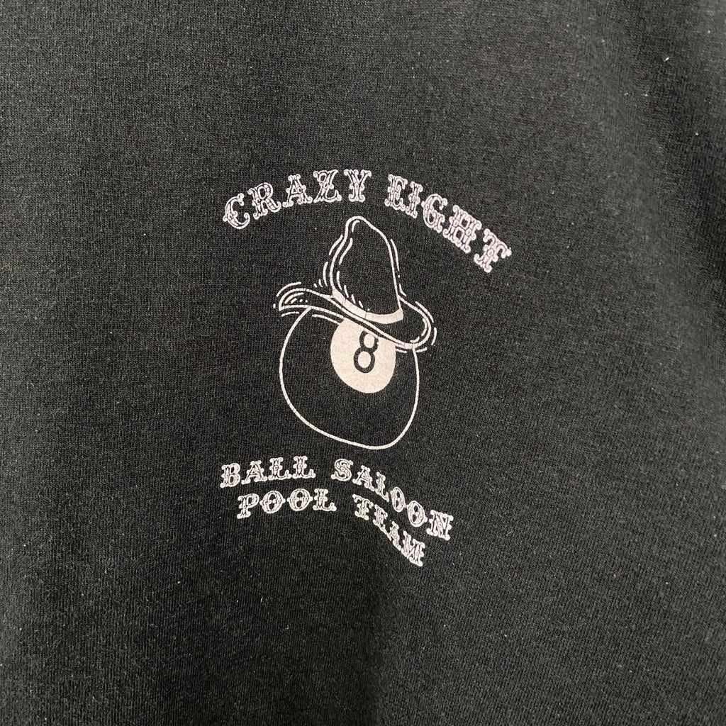 古着 used　JERZEES ジャージーズ　半袖ビッグプリントTシャツ　CRAZY SALOON　クルーネック　深緑　Lサイズ