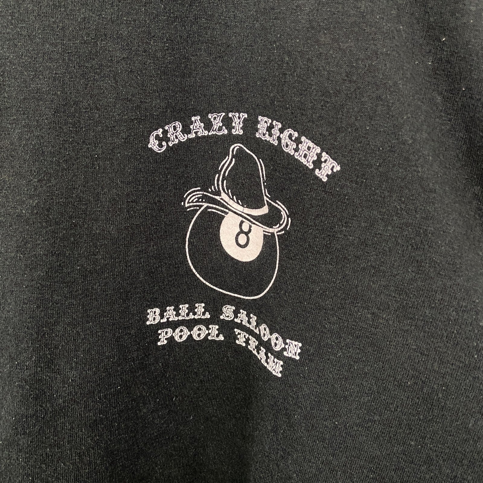 古着 used　JERZEES ジャージーズ　半袖ビッグプリントTシャツ　CRAZY SALOON　クルーネック　深緑　Lサイズ