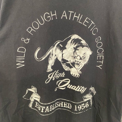 古着 used　JEAN PASCALE　半袖アニマルデザインプリントTシャツ　ライオン　動物　黒　ブラック　Lサイズ