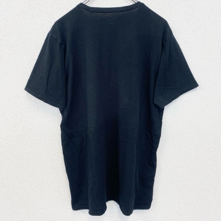 古着 used　JEAN PASCALE　半袖アニマルデザインプリントTシャツ　ライオン　動物　黒　ブラック　Lサイズ