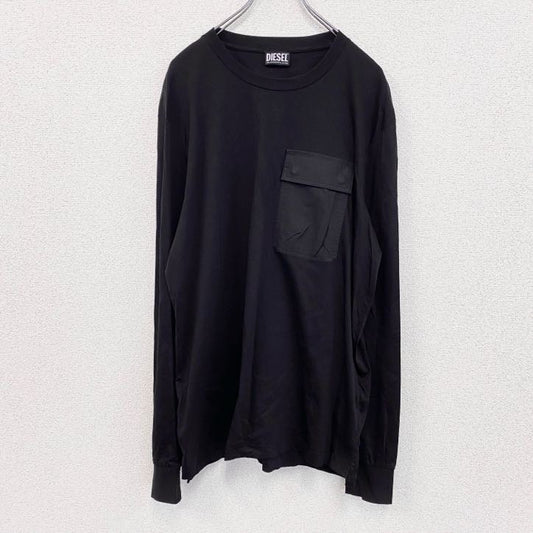 DIESEL　ディーゼル　長袖Tシャツ/ロンT　ポケット付き　黒　ブラック　XLサイズ