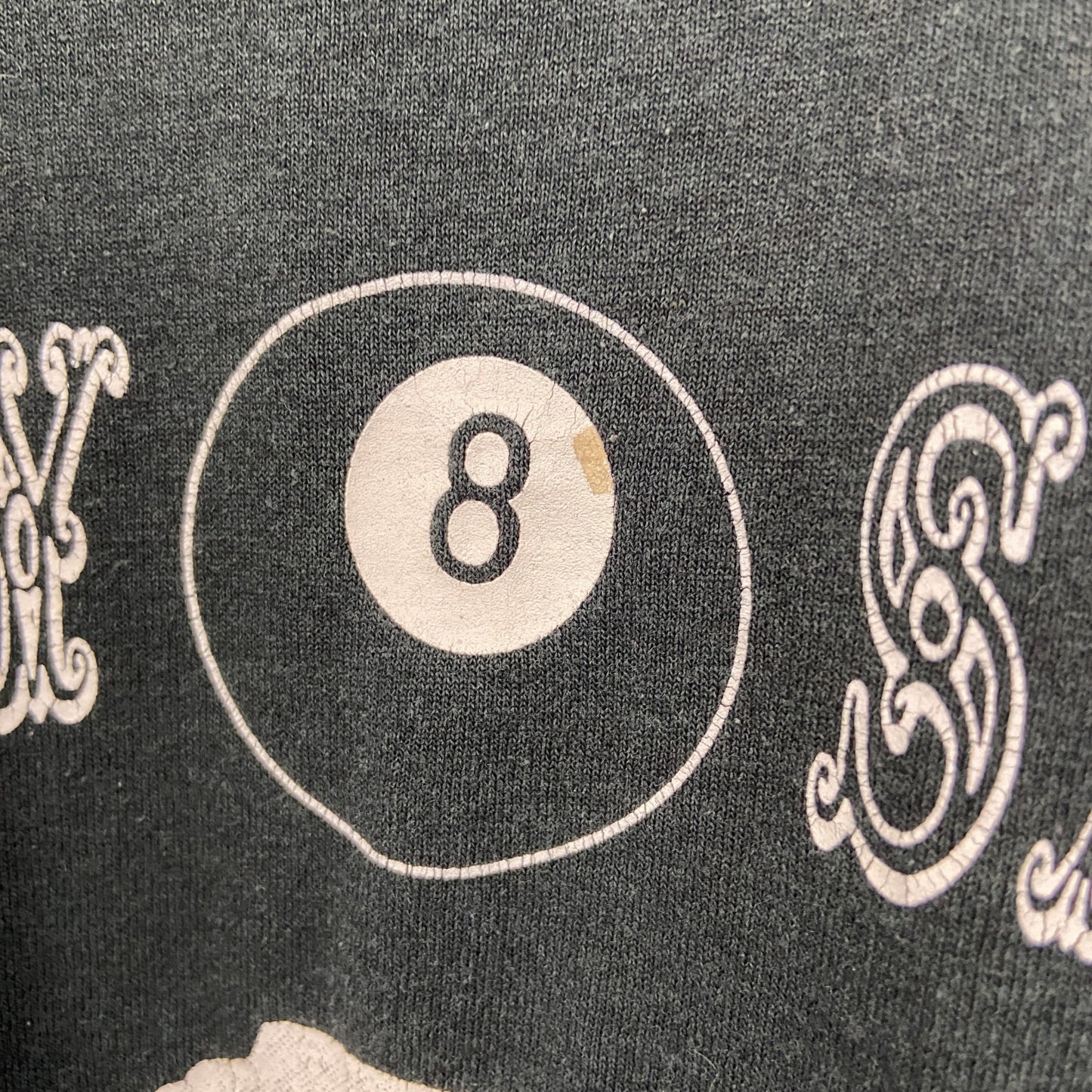 古着 used　JERZEES ジャージーズ　半袖ビッグプリントTシャツ　CRAZY SALOON　クルーネック　深緑　Lサイズ