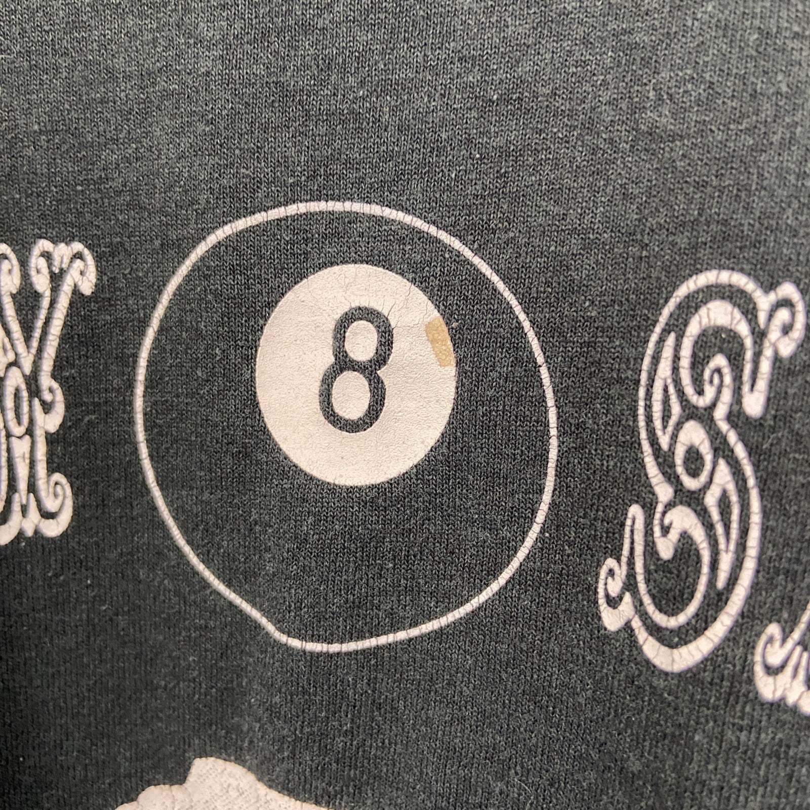 古着 used　JERZEES ジャージーズ　半袖ビッグプリントTシャツ　CRAZY SALOON　クルーネック　深緑　Lサイズ