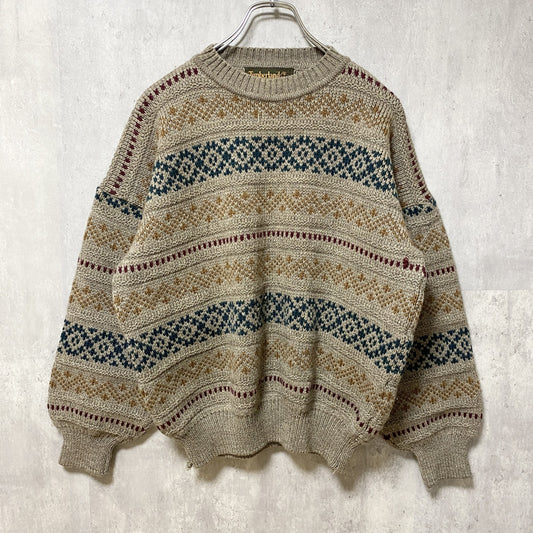 ～90s　Timberland ティンバーランド　長袖ノルディックニット　セーター　総柄　秋冬服　Sサイズ