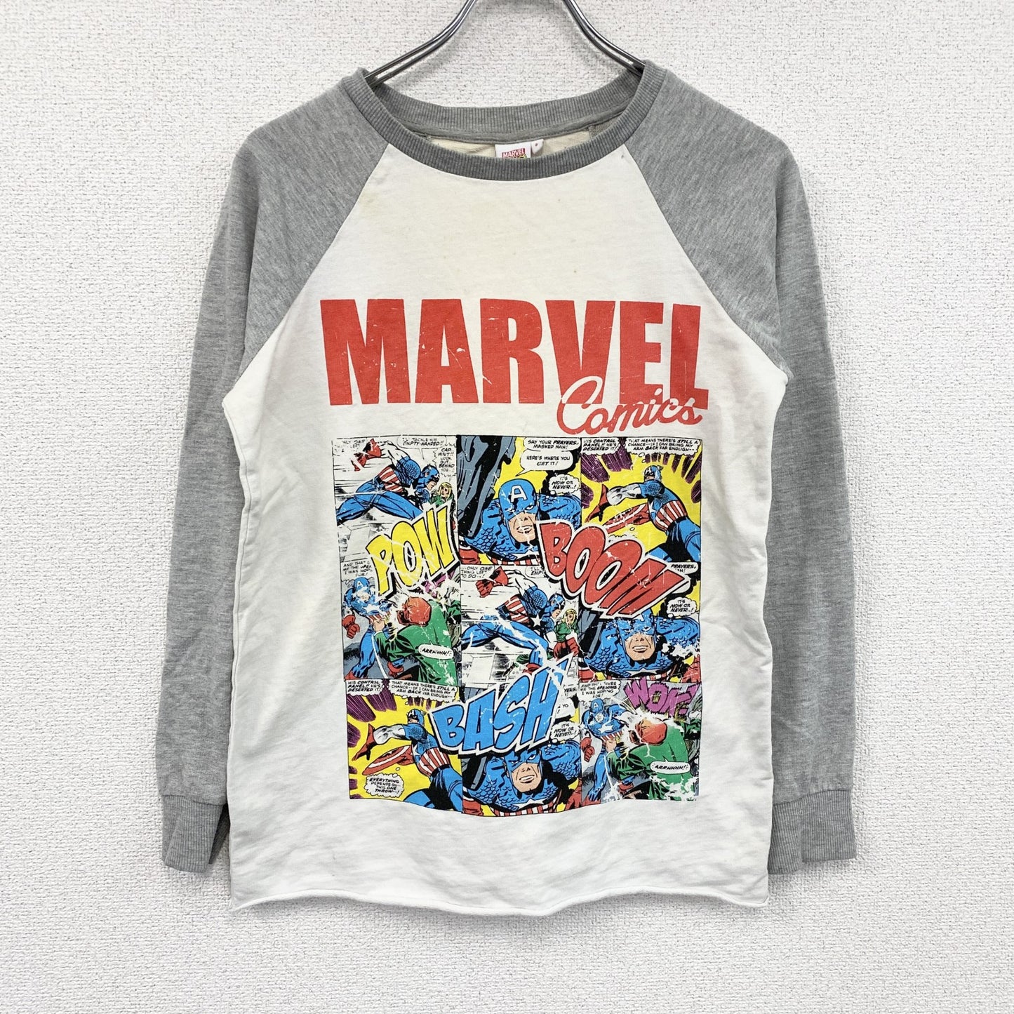MARVEL　マーベル　長袖プリントTシャツ　ラグラン　白　ホワイト　6サイズ