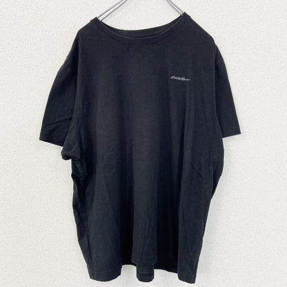 古着 used　Eddie Bauer　半袖ビッグプリントTシャツ　ワンポイント　クルーネック　カジュアルデザイン　黒　Lサイズ