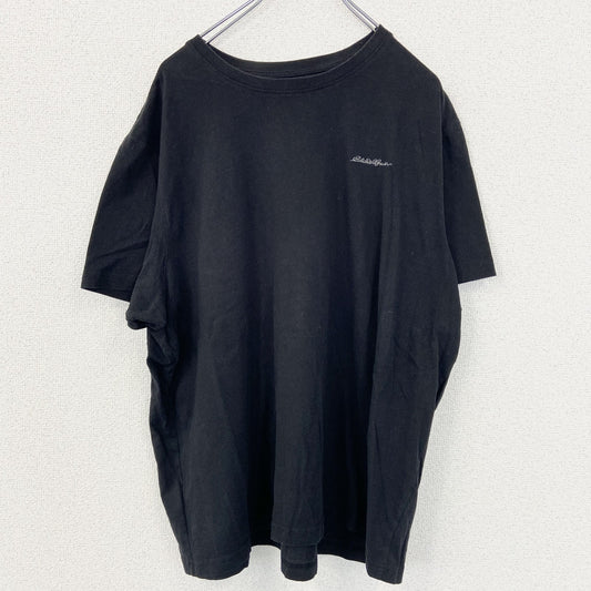 古着 used　Eddie Bauer　半袖ビッグプリントTシャツ　ワンポイント　クルーネック　カジュアルデザイン　黒　Lサイズ
