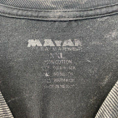 古着 used　MAYAN　半袖デザインプリントTシャツ　サメ　マリン　メキシコ　コスメル島　黒　ビッグシルエット　2XLサイズ