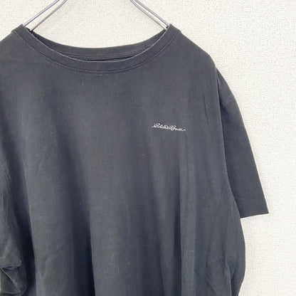 古着 used　Eddie Bauer　半袖ビッグプリントTシャツ　ワンポイント　クルーネック　カジュアルデザイン　黒　Lサイズ