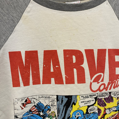 MARVEL　マーベル　長袖プリントTシャツ　ラグラン　白　ホワイト　6サイズ