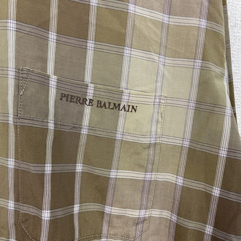 PIERRE BALMANI　ピエールバルマン　長袖シャツ　チェック柄　総柄　ベージュ