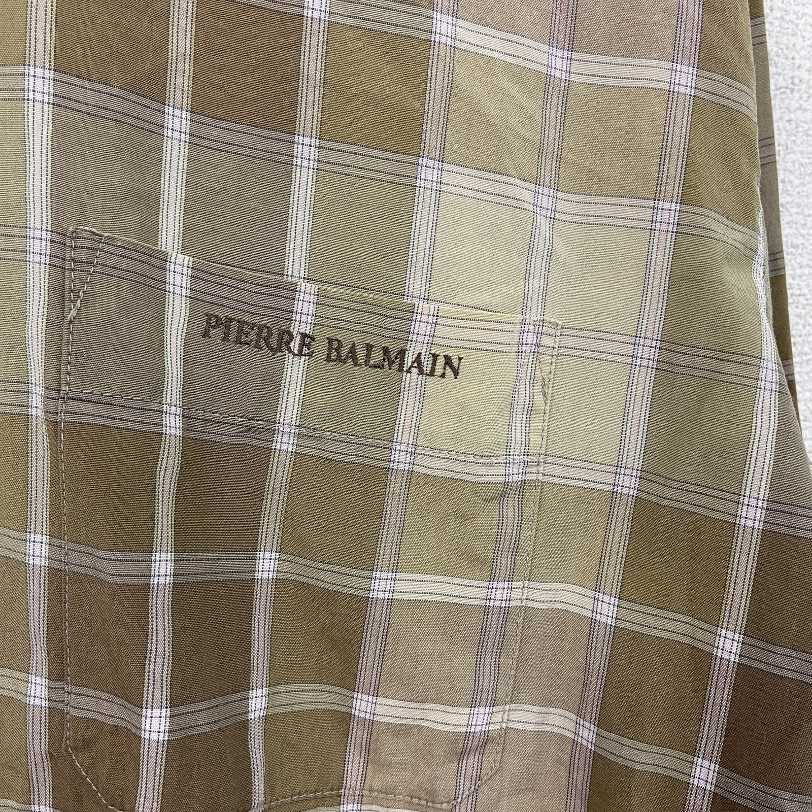 PIERRE BALMANI　ピエールバルマン　長袖シャツ　チェック柄　総柄　ベージュ