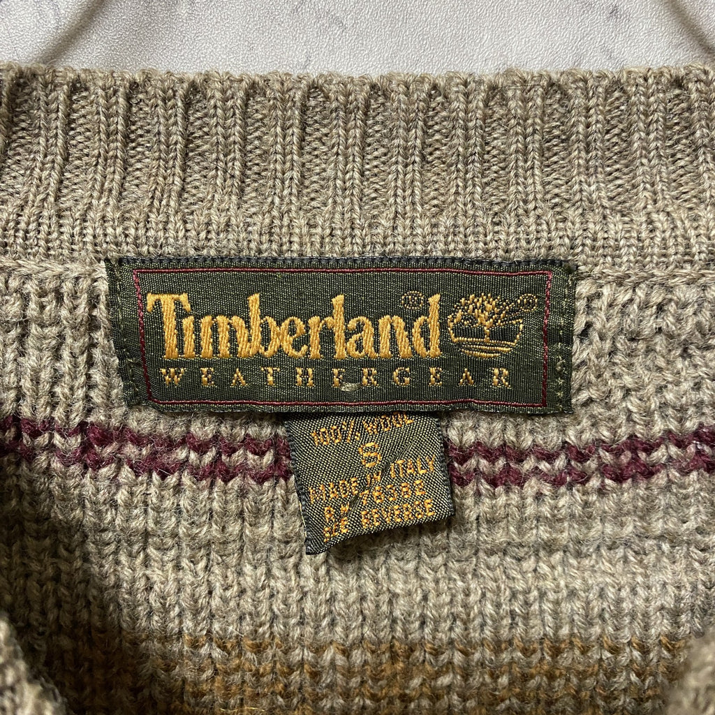 ～90s　Timberland ティンバーランド　長袖ノルディックニット　セーター　総柄　秋冬服　Sサイズ