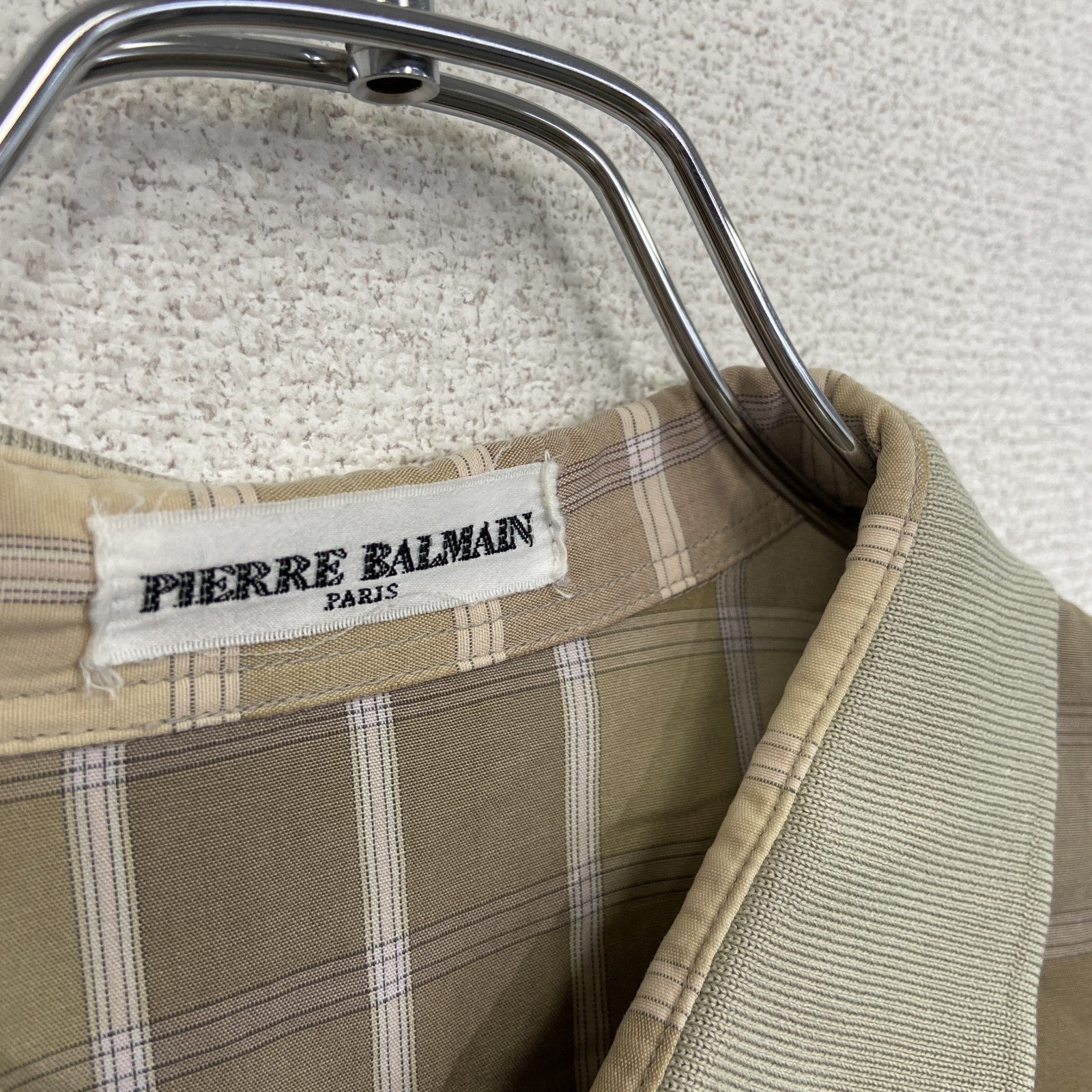 PIERRE BALMANI　ピエールバルマン　長袖シャツ　チェック柄　総柄　ベージュ