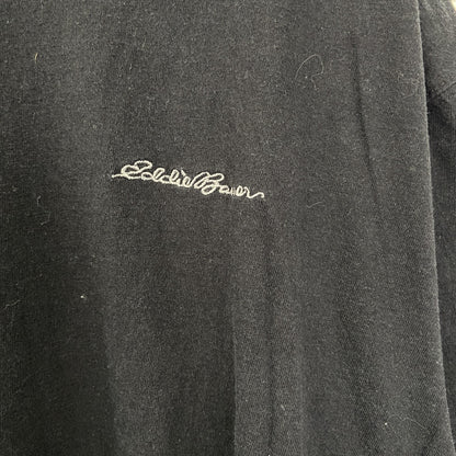 古着 used　Eddie Bauer　半袖ビッグプリントTシャツ　ワンポイント　クルーネック　カジュアルデザイン　黒　Lサイズ