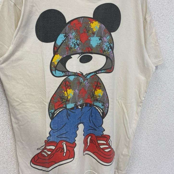 古着 used　Disney　ディズニー　半袖ビッグデザインプリントTシャツ　ミッキーマウス　Mickey　白　Sサイズ
