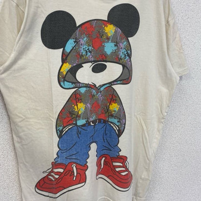 古着 used　Disney　ディズニー　半袖ビッグデザインプリントTシャツ　ミッキーマウス　Mickey　白　Sサイズ