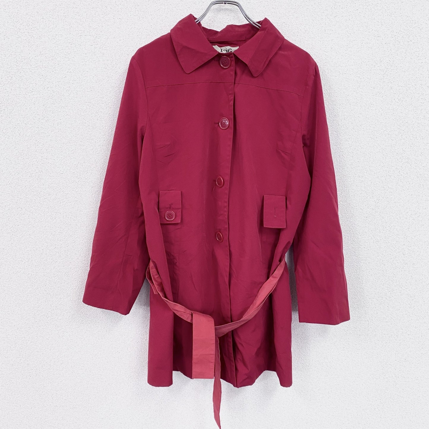 LONDON FOG　ロンドンフォグ　ステンカラーコート/バルマカーンコート　赤　レッド　Lサイズ