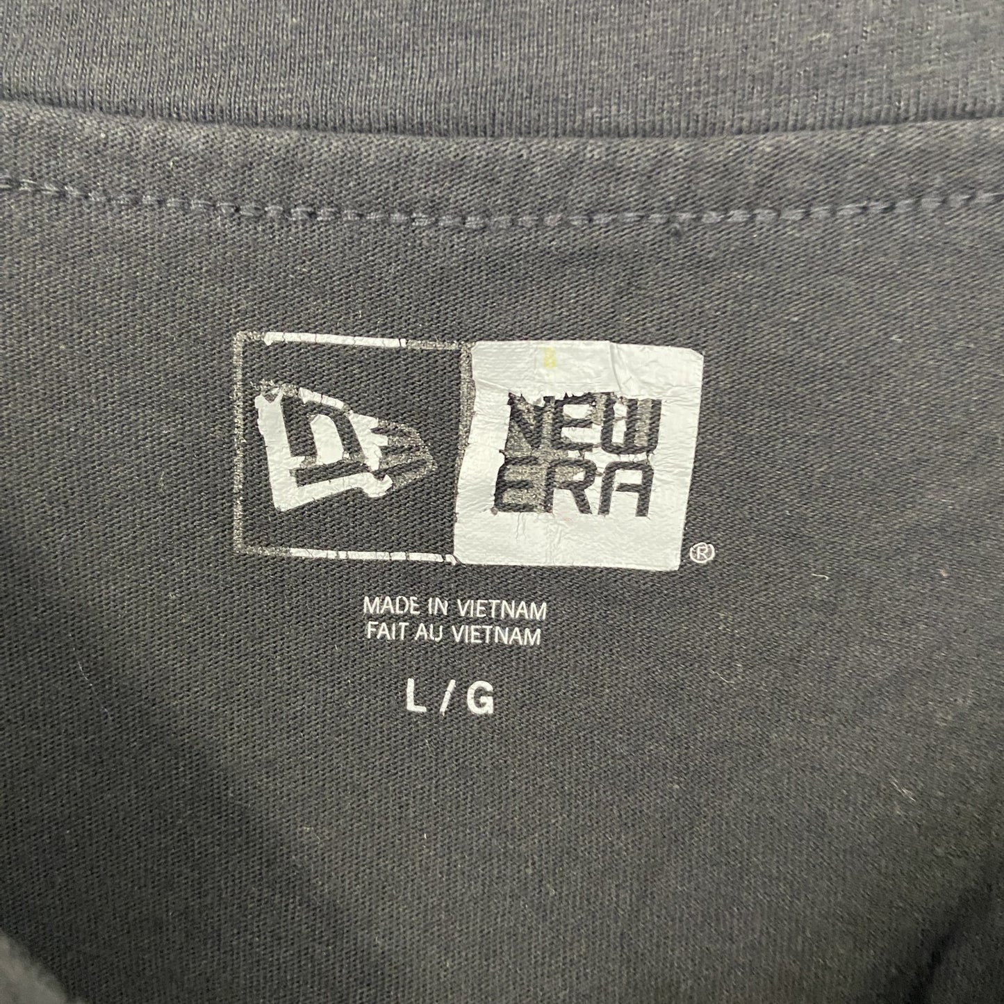 古着 used　NEW ERA ニューエラ　半袖ビッグプリントTシャツ　PBR　カジュアルデザイン　クルーネック　黒　Lサイズ