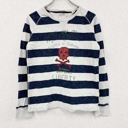 SCOTCH SHRUNK　長袖プリントTシャツ　ボーダー柄　白　ホワイト　紺　ネイビー