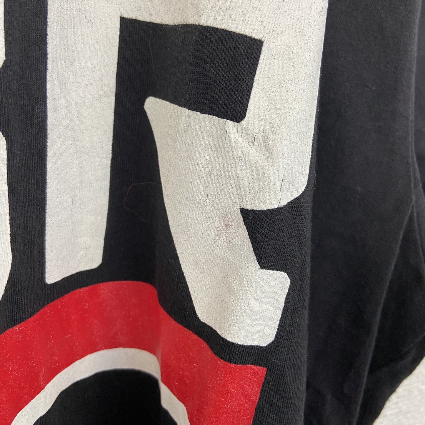 古着 used　NEW ERA ニューエラ　半袖ビッグプリントTシャツ　PBR　カジュアルデザイン　クルーネック　黒　Lサイズ