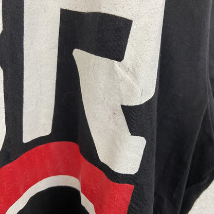 古着 used　NEW ERA ニューエラ　半袖ビッグプリントTシャツ　PBR　カジュアルデザイン　クルーネック　黒　Lサイズ