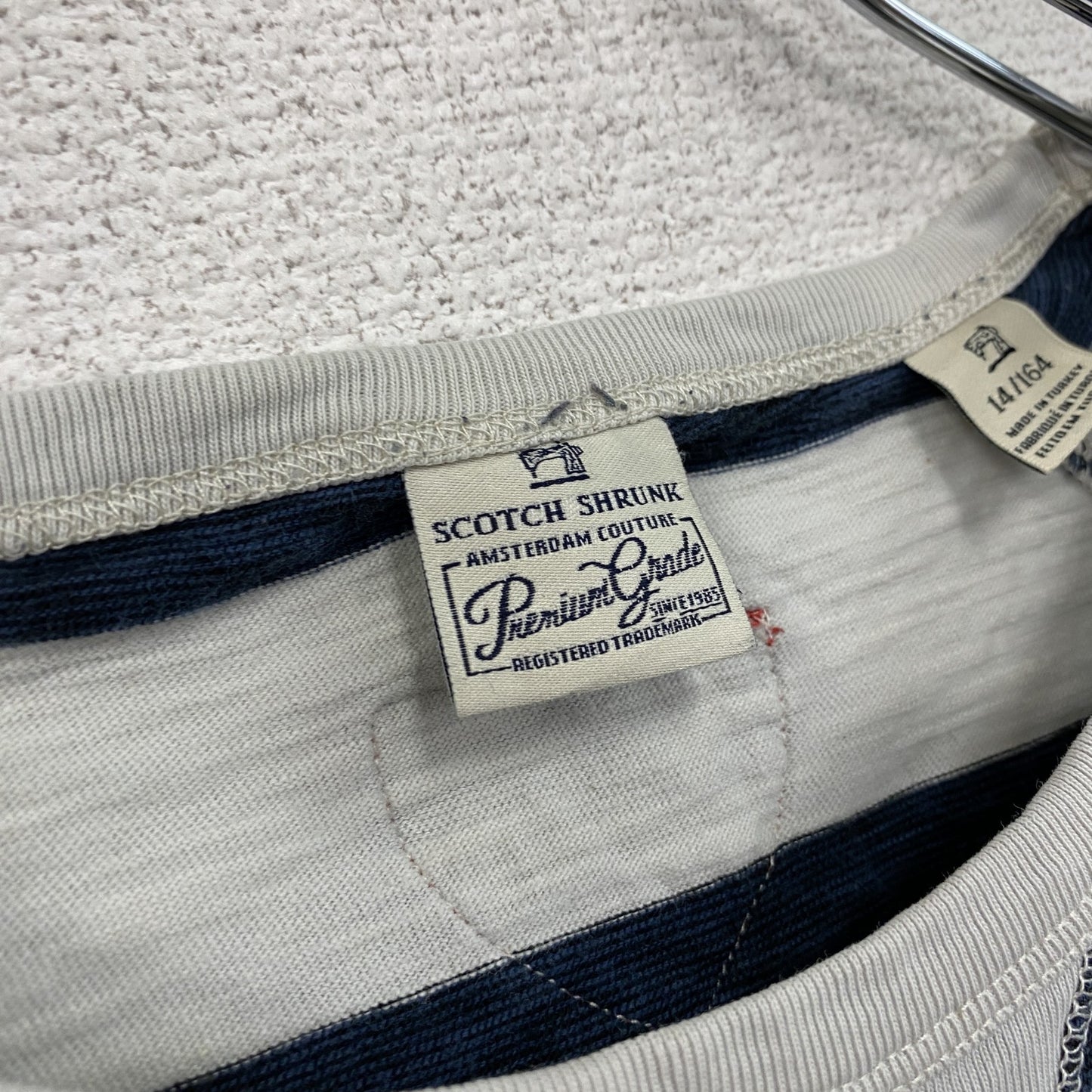 SCOTCH SHRUNK　長袖プリントTシャツ　ボーダー柄　白　ホワイト　紺　ネイビー