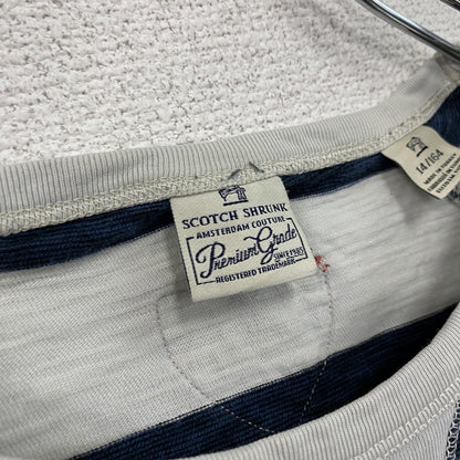 SCOTCH SHRUNK　長袖プリントTシャツ　ボーダー柄　白　ホワイト　紺　ネイビー