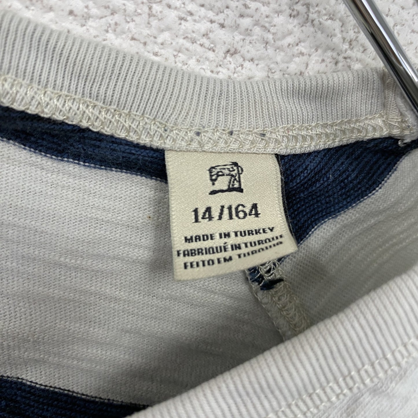 SCOTCH SHRUNK　長袖プリントTシャツ　ボーダー柄　白　ホワイト　紺　ネイビー