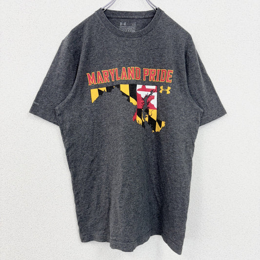 古着 used　UNDER ARMOUR アンダーアーマー　半袖プリントTシャツ　グレー　クルーネック　コットン　Lサイズ