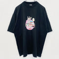 古着 used　Hanes　ヘインズ　半袖デザインプリントTシャツ　クルーネック　電車　黒　ブラック　春夏服　XLサイズ