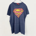 古着 used　SUPERMAN スーパーマン　半袖オリジナルビッグロゴプリントTシャツ　クルーネック　カジュアル　青　Lサイズ
