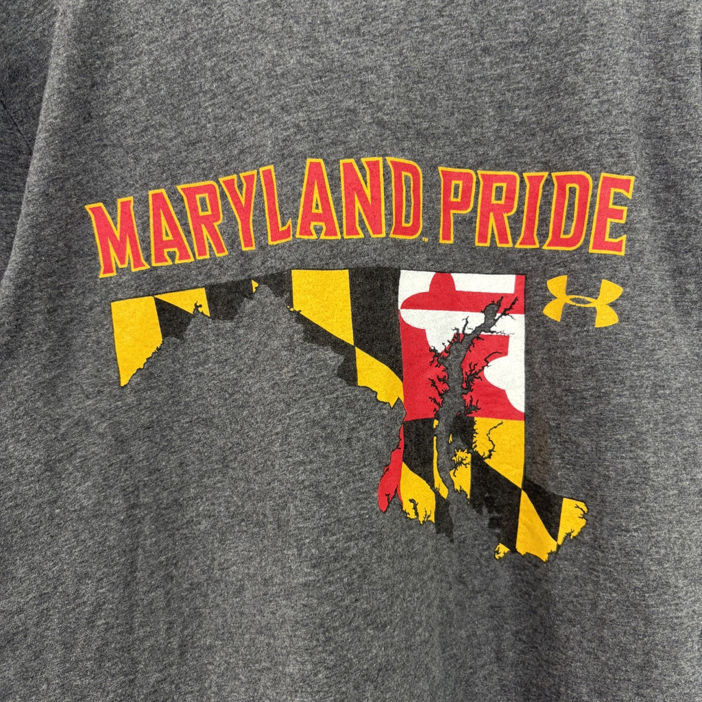 古着 used　UNDER ARMOUR アンダーアーマー　半袖プリントTシャツ　グレー　クルーネック　コットン　Lサイズ