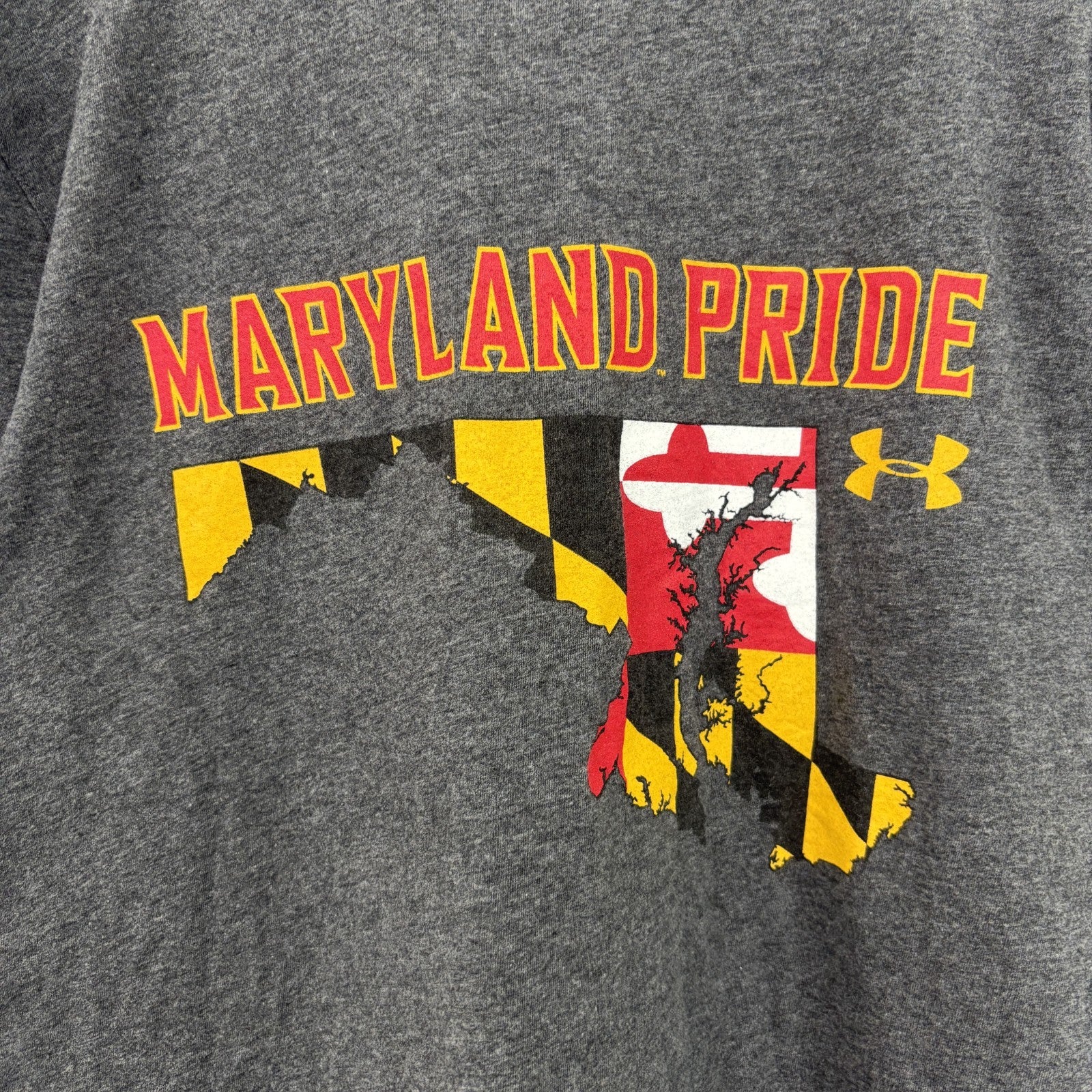 古着 used　UNDER ARMOUR アンダーアーマー　半袖プリントTシャツ　グレー　クルーネック　コットン　Lサイズ