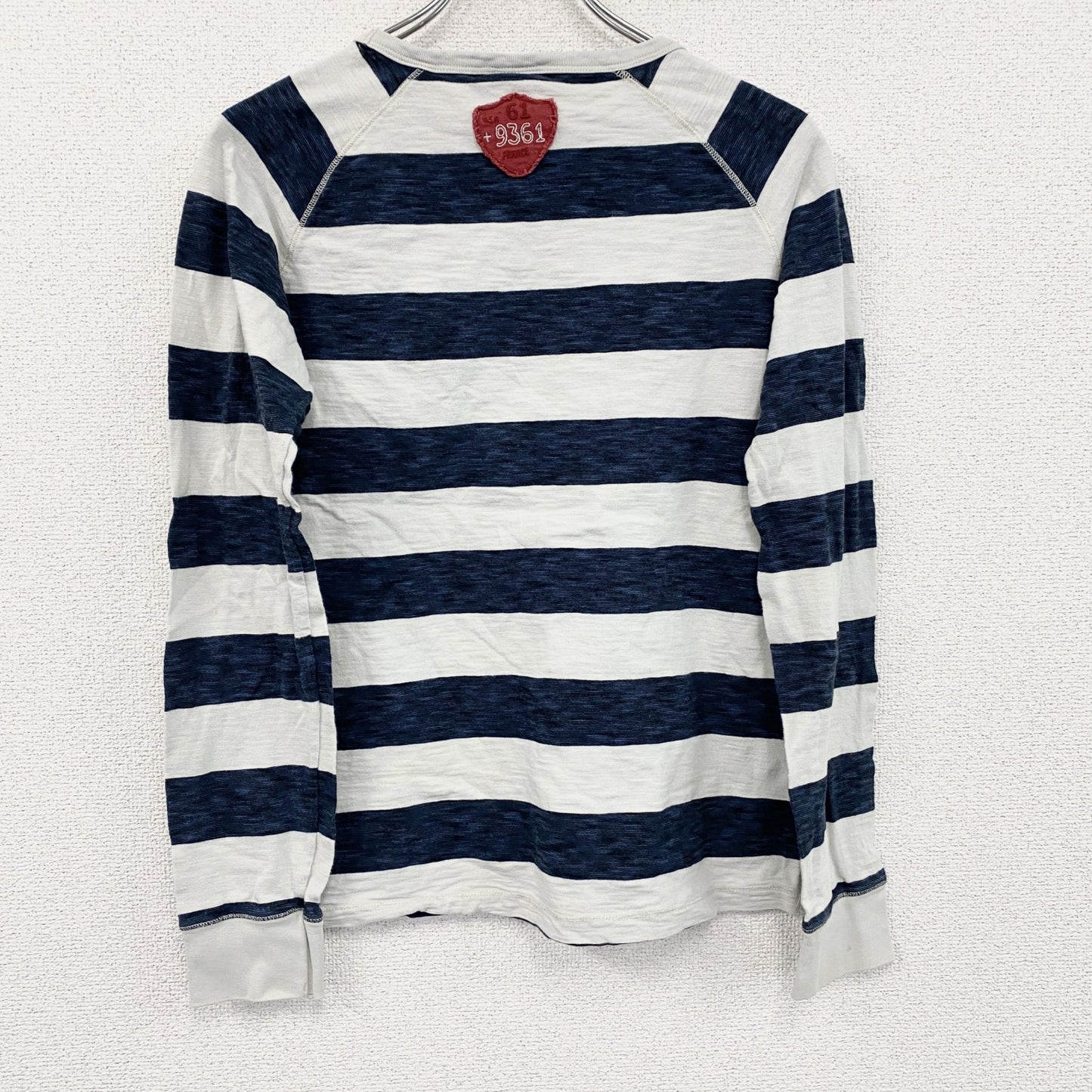 SCOTCH SHRUNK　長袖プリントTシャツ　ボーダー柄　白　ホワイト　紺　ネイビー